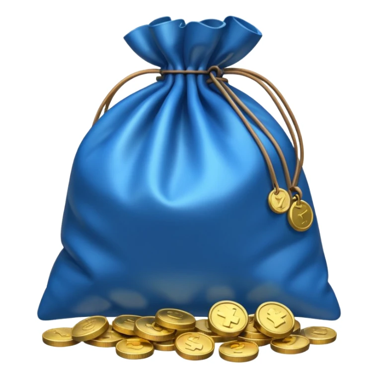 bag of blue coins sticker