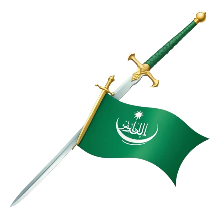 Saudi Arabian flag with green background and white Arabic script and sword sticker