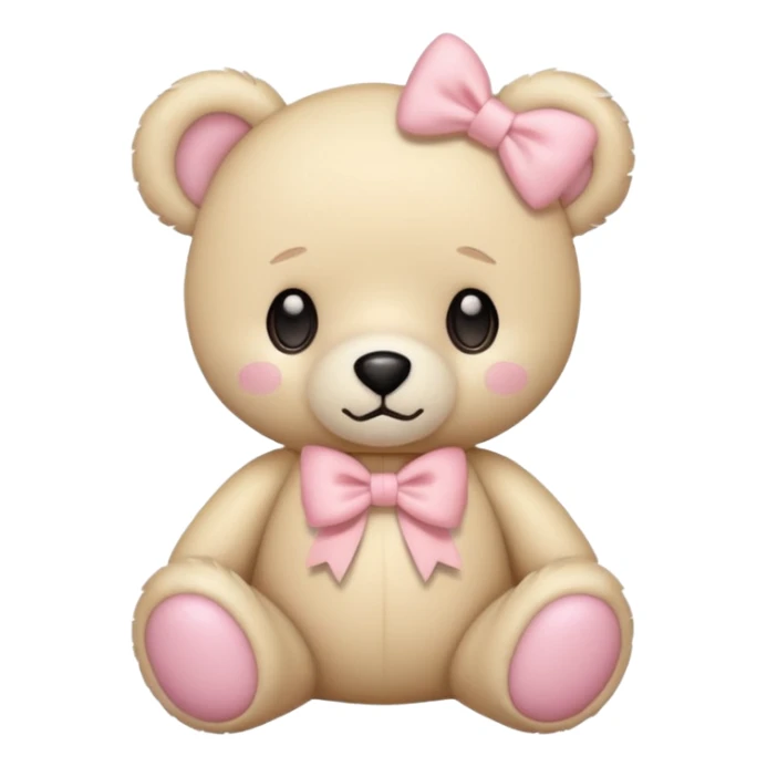 cream colored teddy bear with pastel pink bow sticker