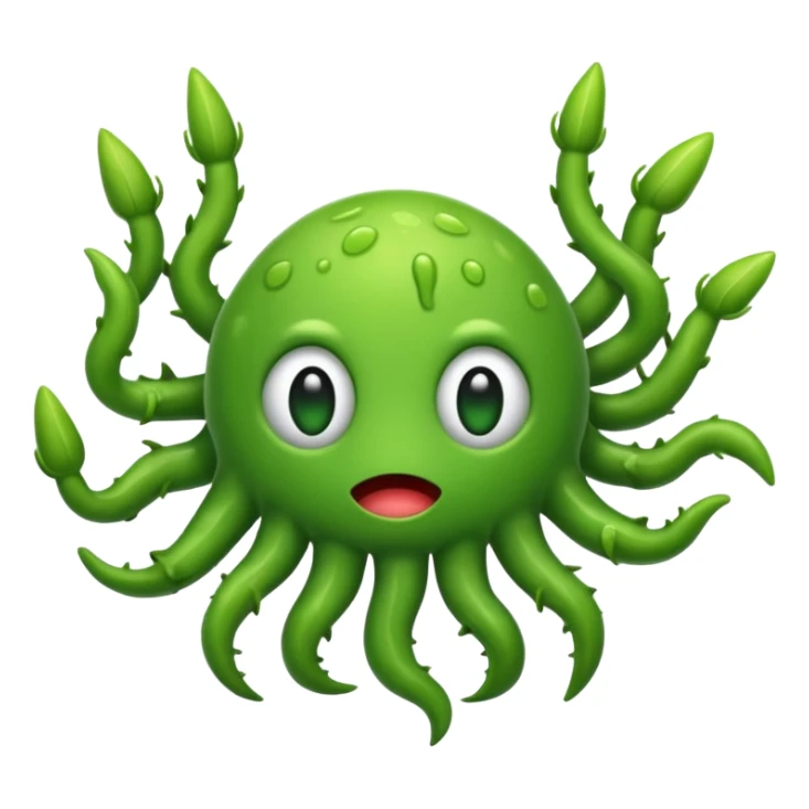 green germs emoji with many limbs sticker