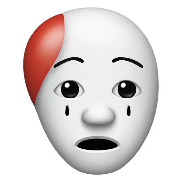 depressed face holding a clown mask  sticker