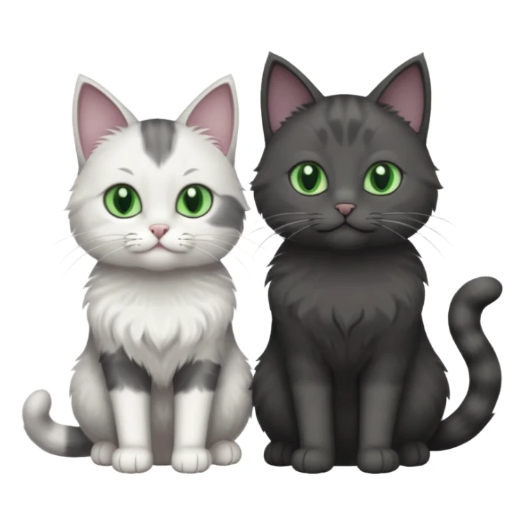 2 different coloured grey cats including one dark grey and white cat and one completely solid dark grey cat with green eyes and only white paws sticker
