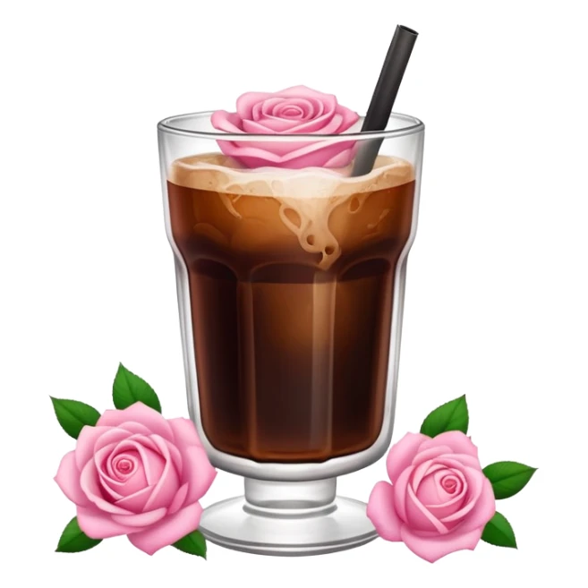 Cold brew coffee with roses pink mini small size glas sticker