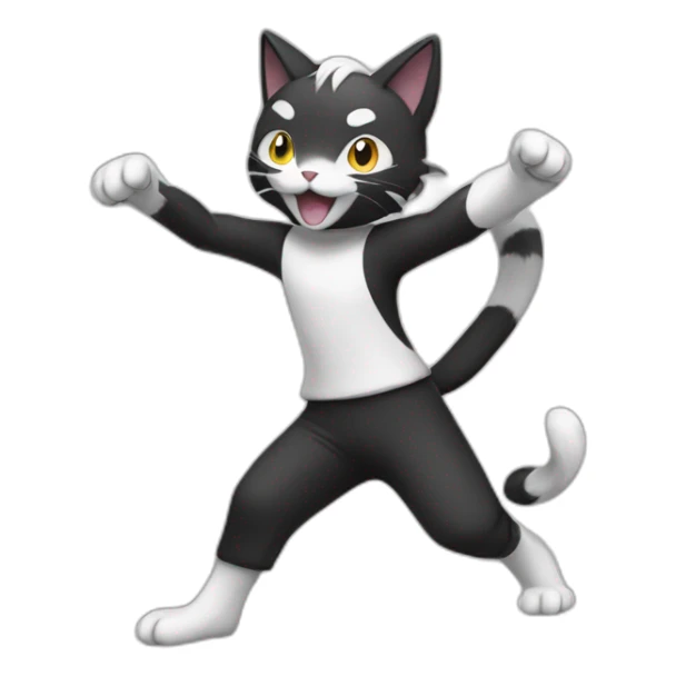 dancing-black-and-white-cat-pokemon sticker