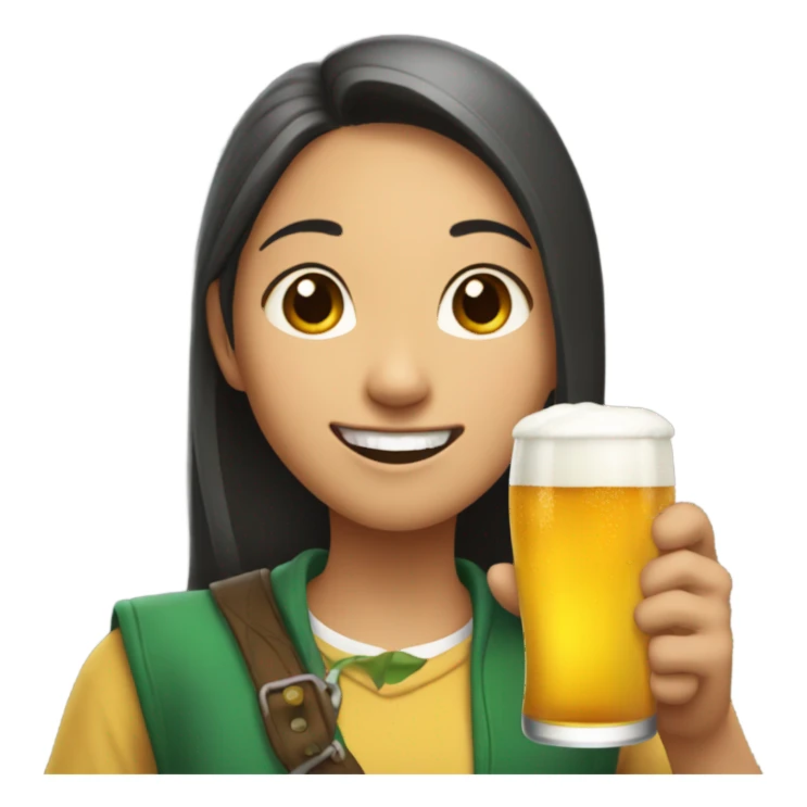 Asian girl with elf ears drinks beer sticker