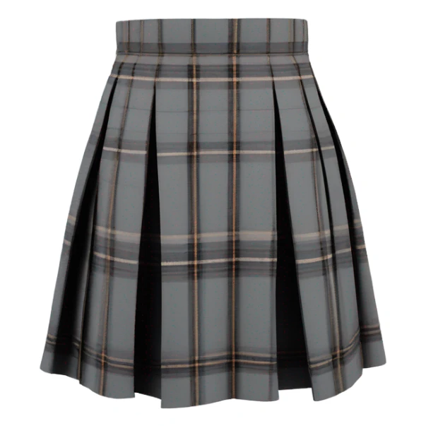 Grey tartan pleated mini skirt, isolated sticker