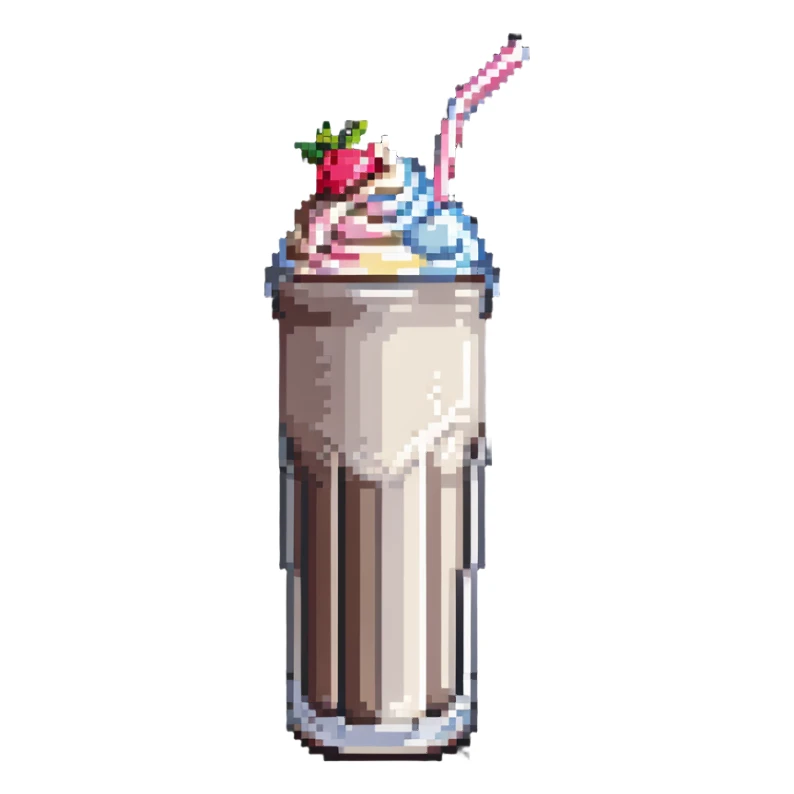 milkshake in a tall glass with a straw sticker