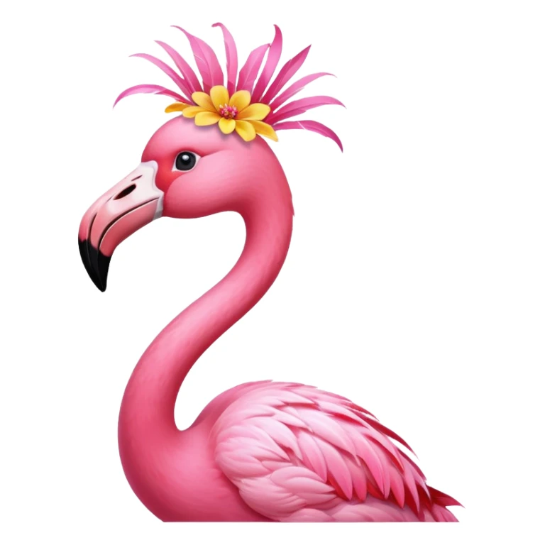 Flamingo wearing a flower on its head sticker