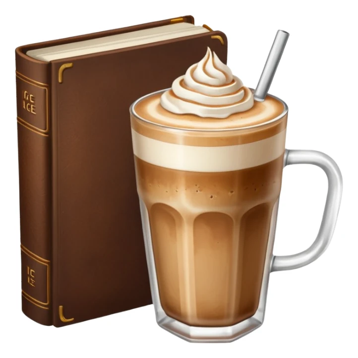 Ice latte and beautiful brown book sticker