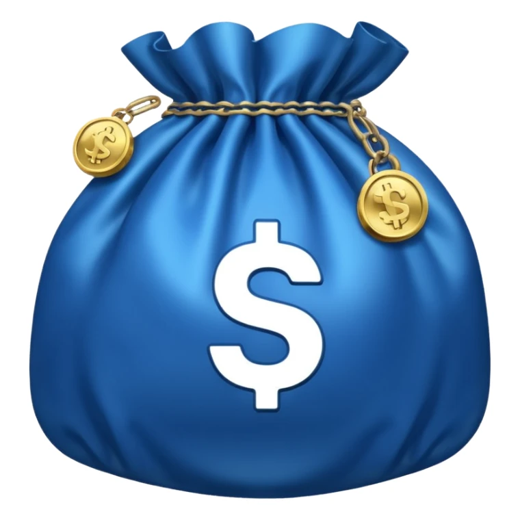 blue coins inside a money bag  sticker