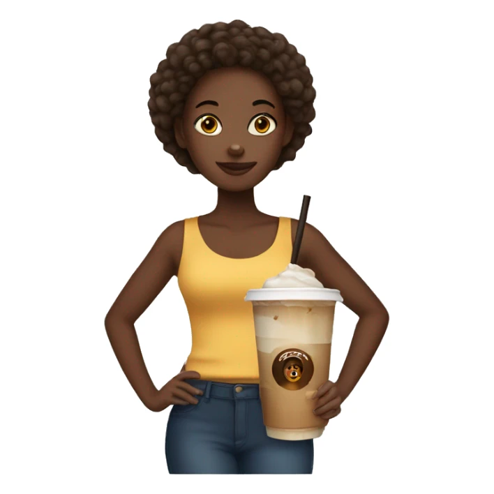 Black girl with iced coffee sticker