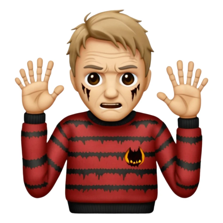 Freddy Kruger emojie with claw hand to sticker