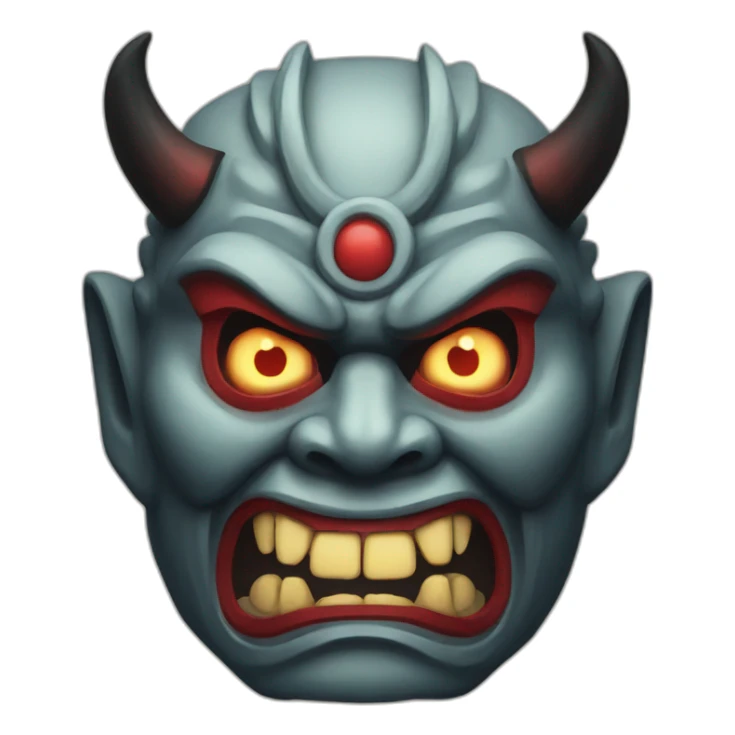 chromatic japanese oni mask sticker