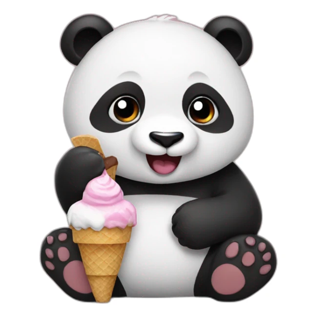 Panda eating ice cream sticker