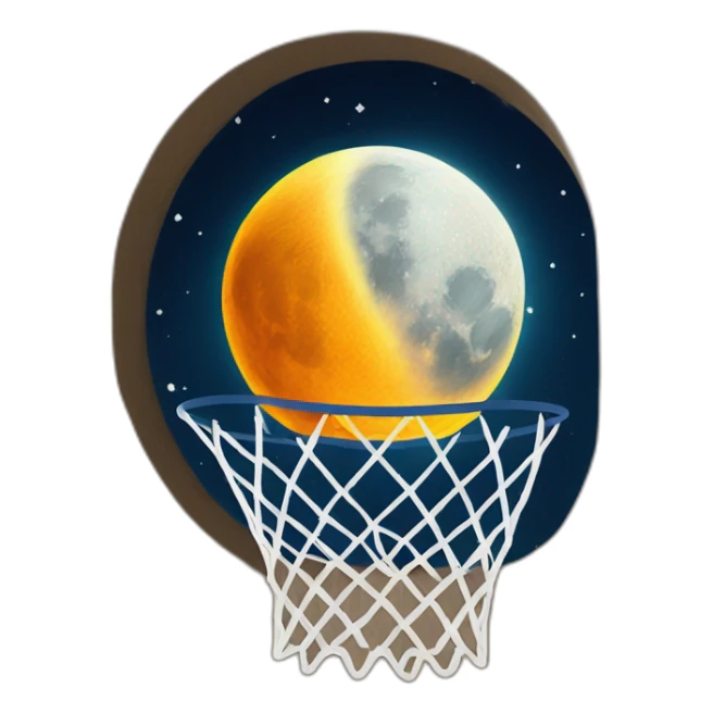 Moon in the basketball basket sticker