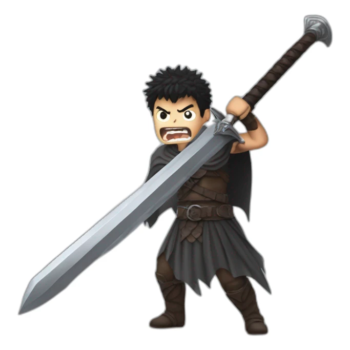 angry berserk guts carrying huge sword without guard sticker
