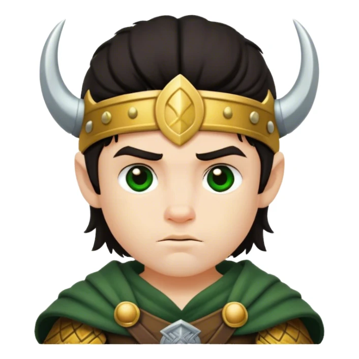 Dark haired Viking boy green and gold sticker