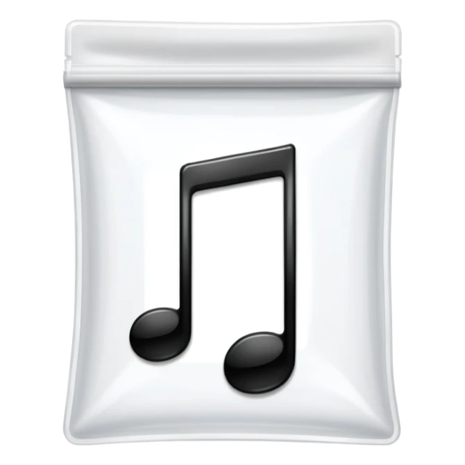 transparent ziplock bag with a black music note inside sticker