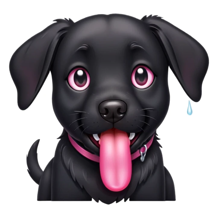 A Black dog with tongue  sticker