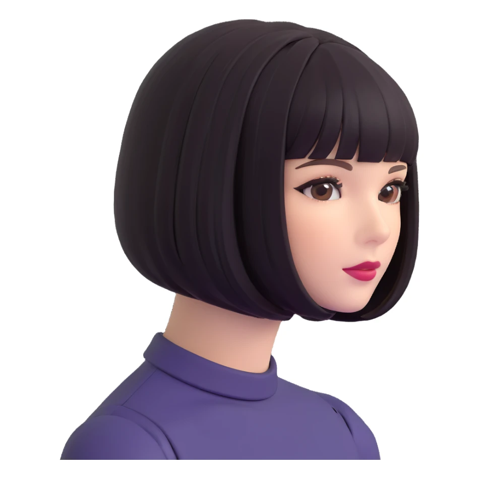 short bob haircut wig sticker