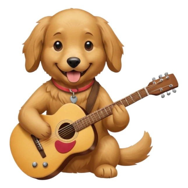 happy dog playing guitar sticker