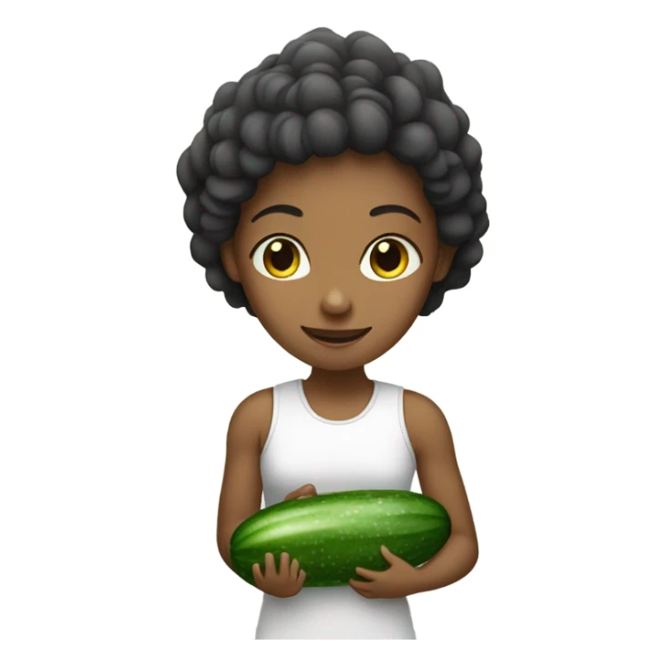 Girl holding a cucumber sticker