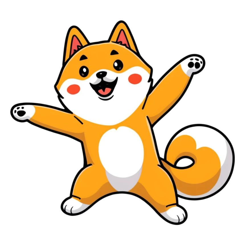happy shiba inu dancing sticker