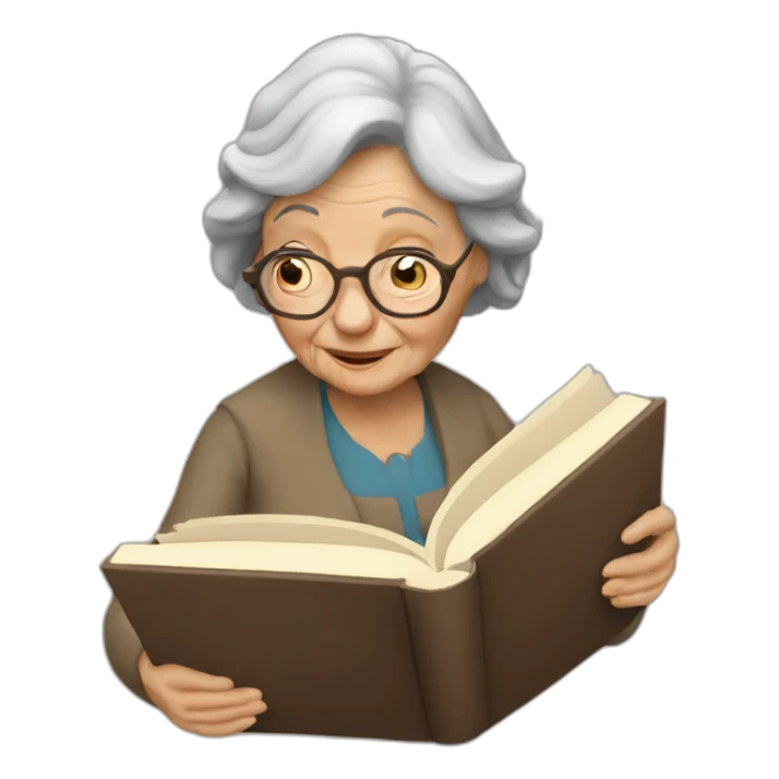 Old woman reading a book sticker