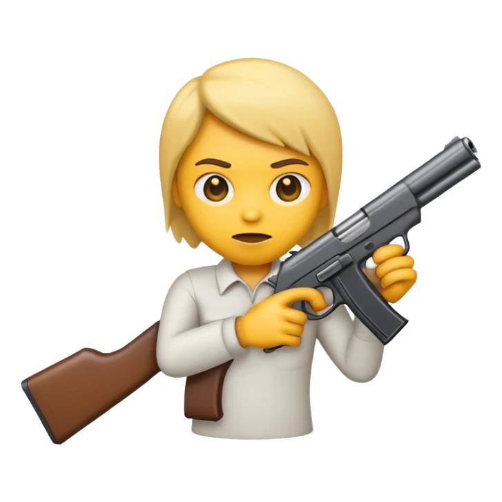 Emoji holding a gun sticker