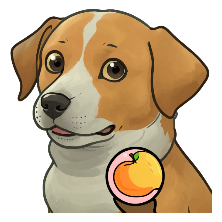 Dog with a peach bubble asking are you ok  sticker