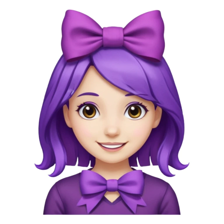 purple long haired girl with bow sticker