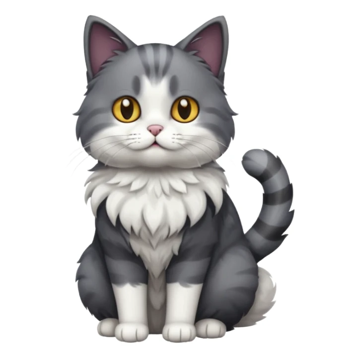 full body dark grey and white cat sticker