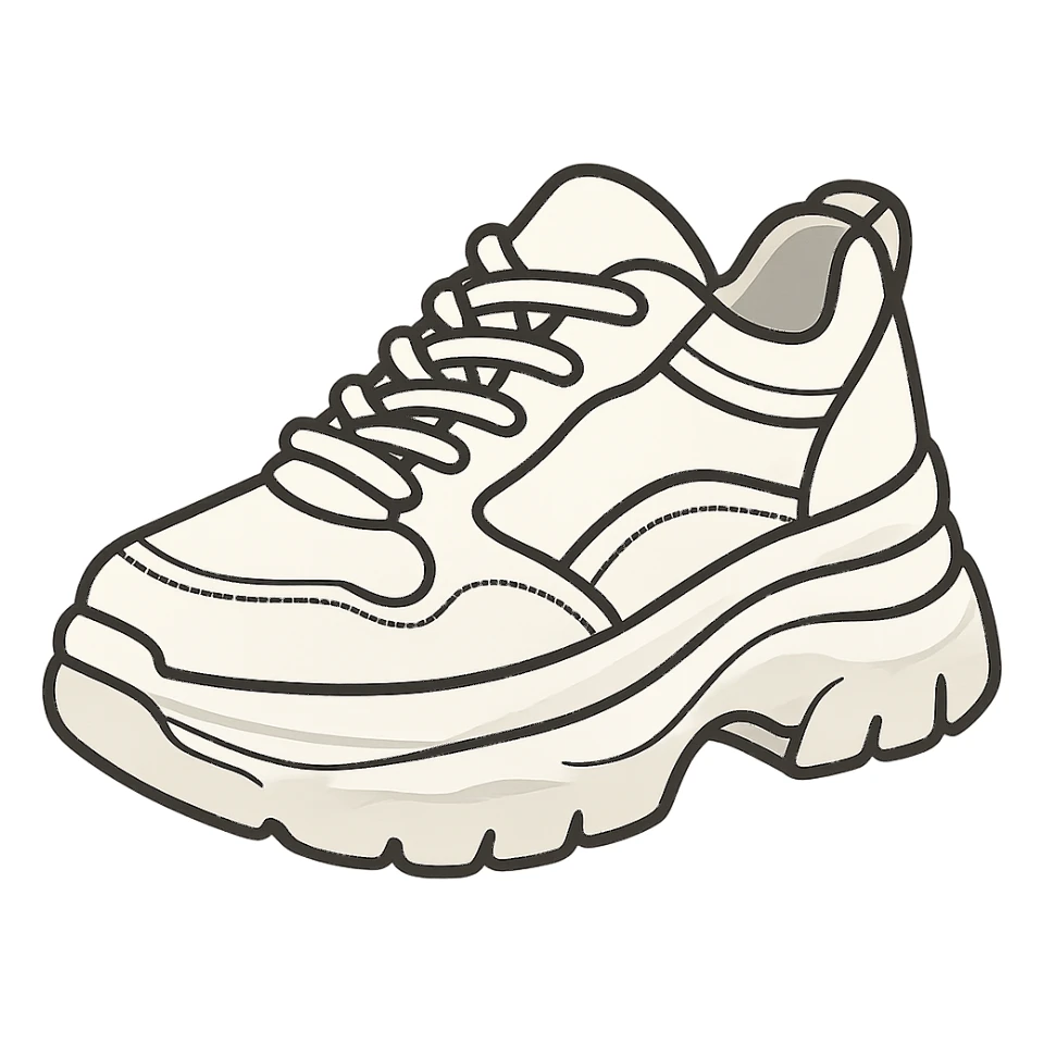 flat toon white chunky women's sneakers sticker