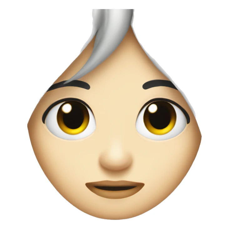 Emo emji face with bangs covering half the face  sticker