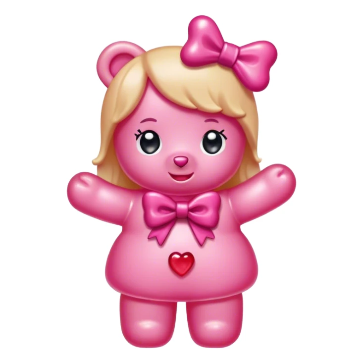 pink girl gummy bear with bow sticker