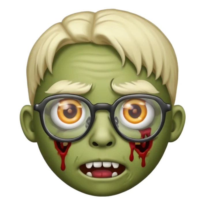 make a zombie emoji with a nose piercing and glasses sticker