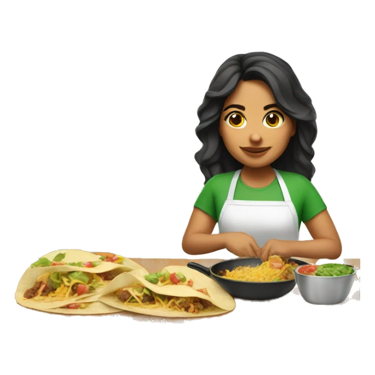 Mexican girl cooking tacos sticker