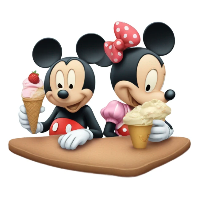 Mikey mouse eating minne ice cream sticker