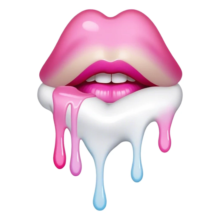 Floating pink ombre lips dripping white paint sticker