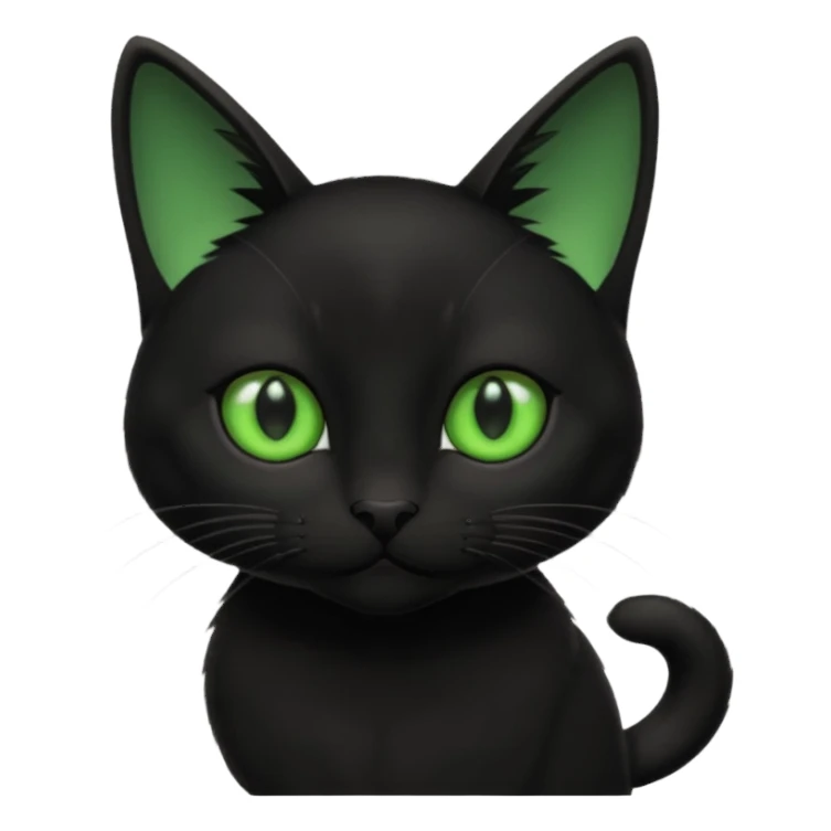 Small black cat with green eyes sticker