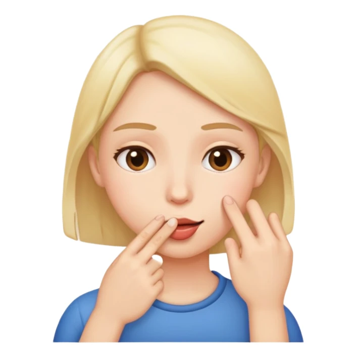 finger touching the mouth sticker