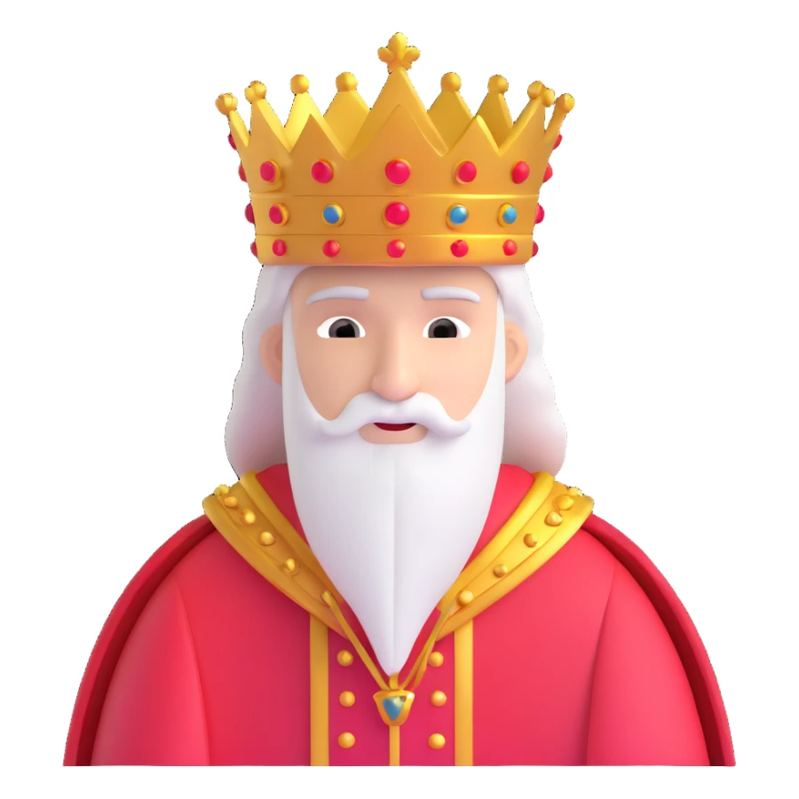 king with golden crown and red robe sticker