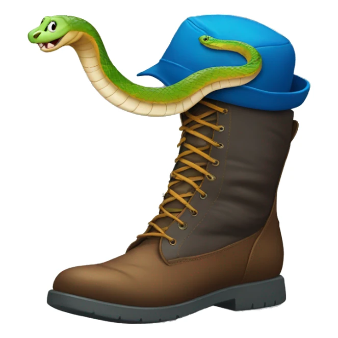 silly snakes no tails with a blue cap inside a big boot  sticker