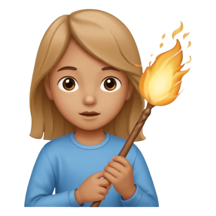 A bright child blows into a stick sticker