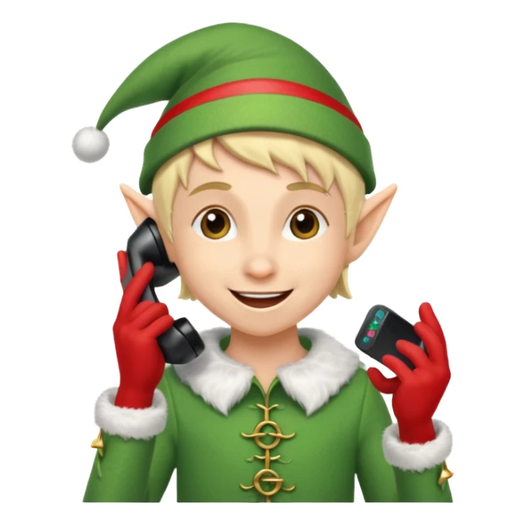 christmas mini elf talking on the phone sticker