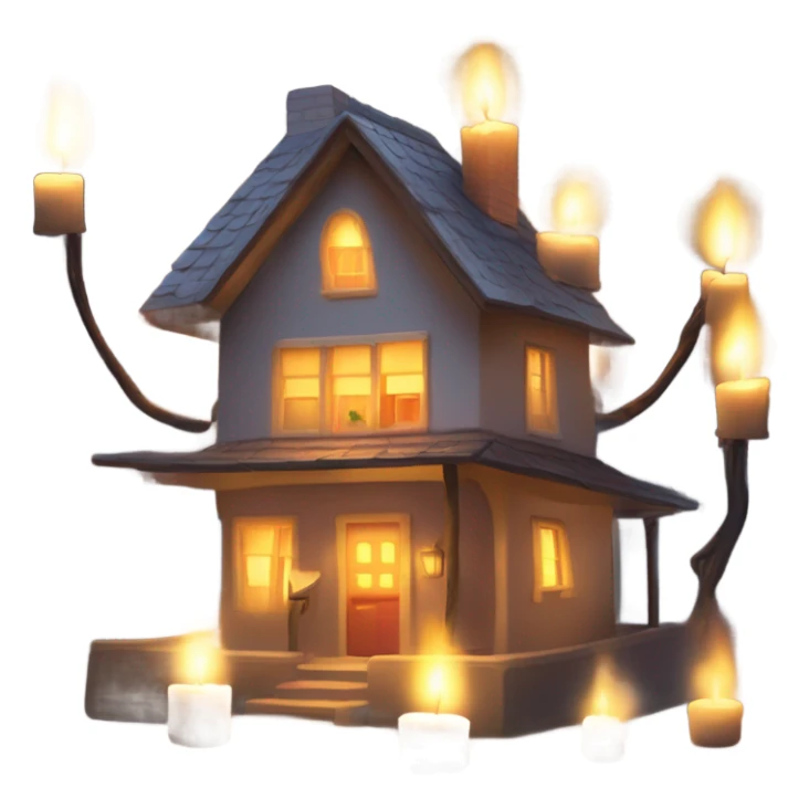 Lightening over a candlelit house  sticker