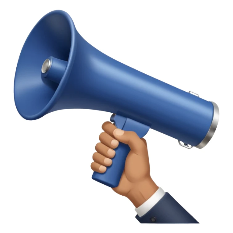 megaphone with male hand, collage style sticker