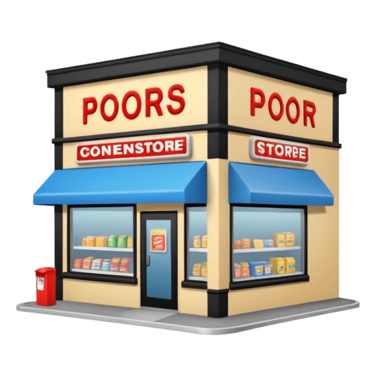 Convenience store named poor store and more sticker