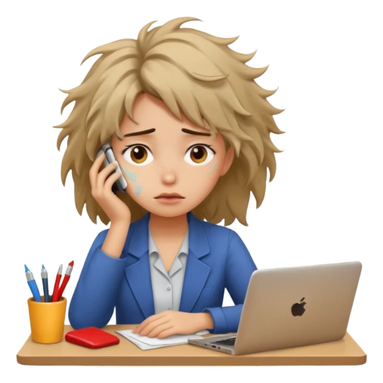 Girl tired in work  sticker