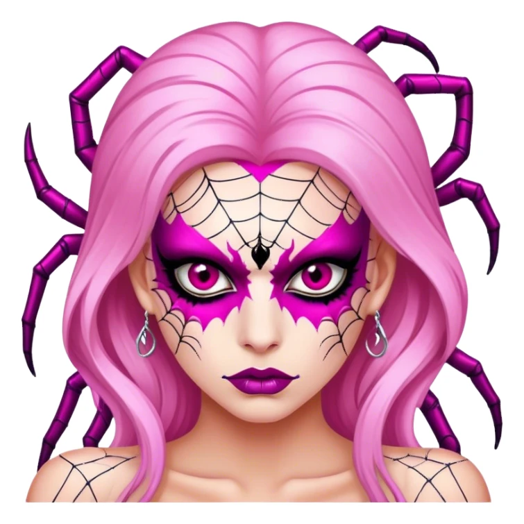 lady monster pink glam spiderweb make up face  sticker